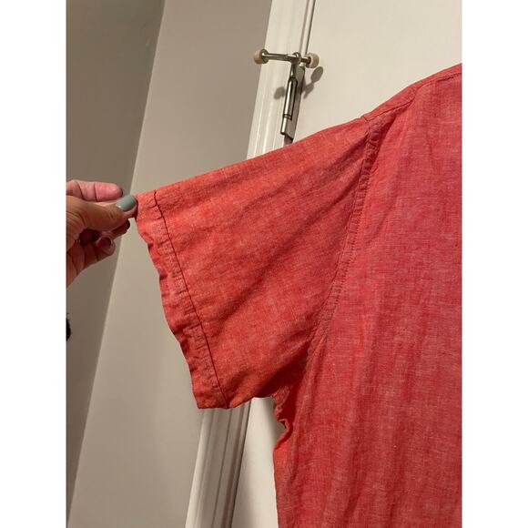 Marc Anthony Red Linen Short Sleeve Button Down Shirt Collared Solid Cotton XXL - Picture 5 of 8